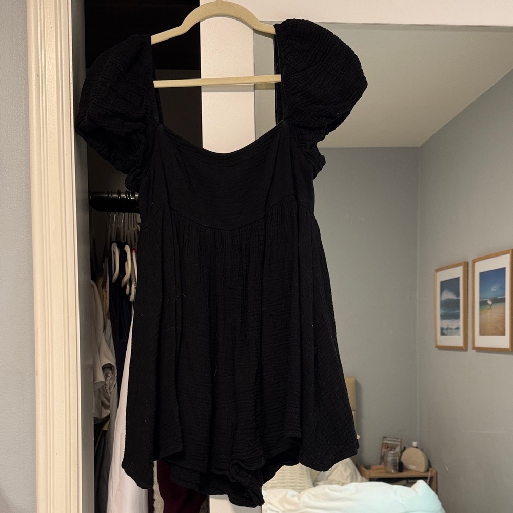 Princess Polly Black Puff Sleeve Blouse